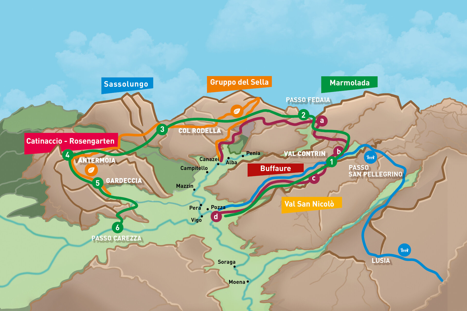 Mappa Dolomiti Trek-King in Val di Fassa | © Archivio Immagini ApT Val di Fassa