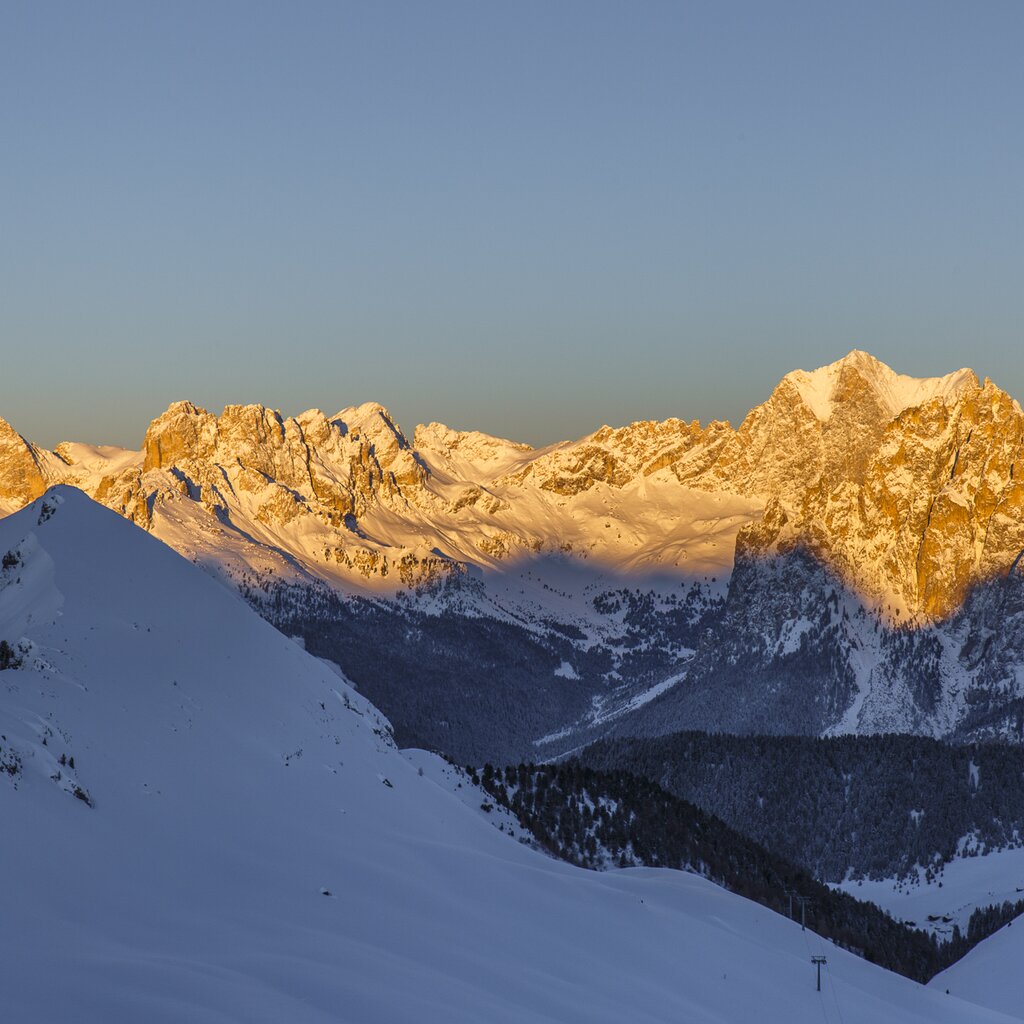 Enrosadira sulle Dolomiti in Val di Fassa | © Patricia Ramirez - Archivio Immagini ApT Val di Fassa