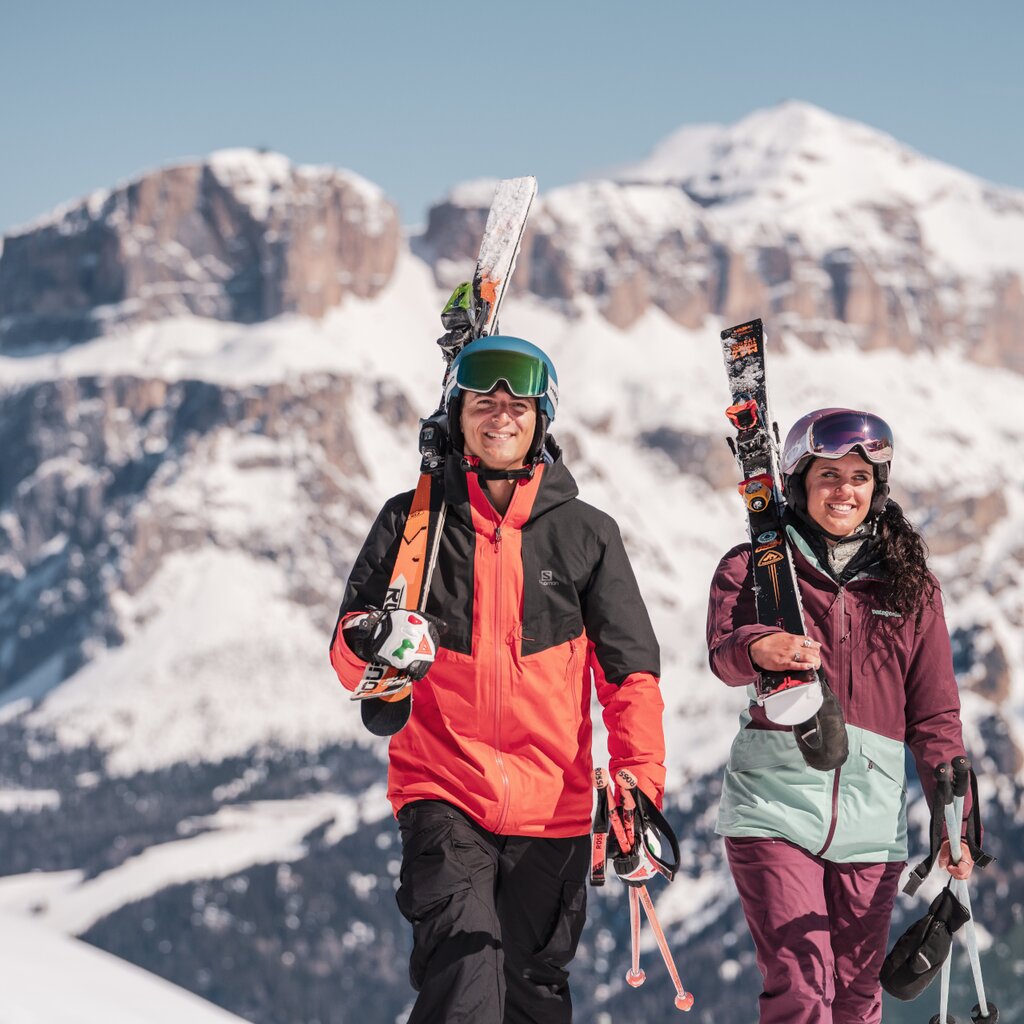 Coppia di sciatori nella skiarea Ciampac-Alba di Canazei | © Mattia Rizzi - Archivio immagini ApT Val di Fassa