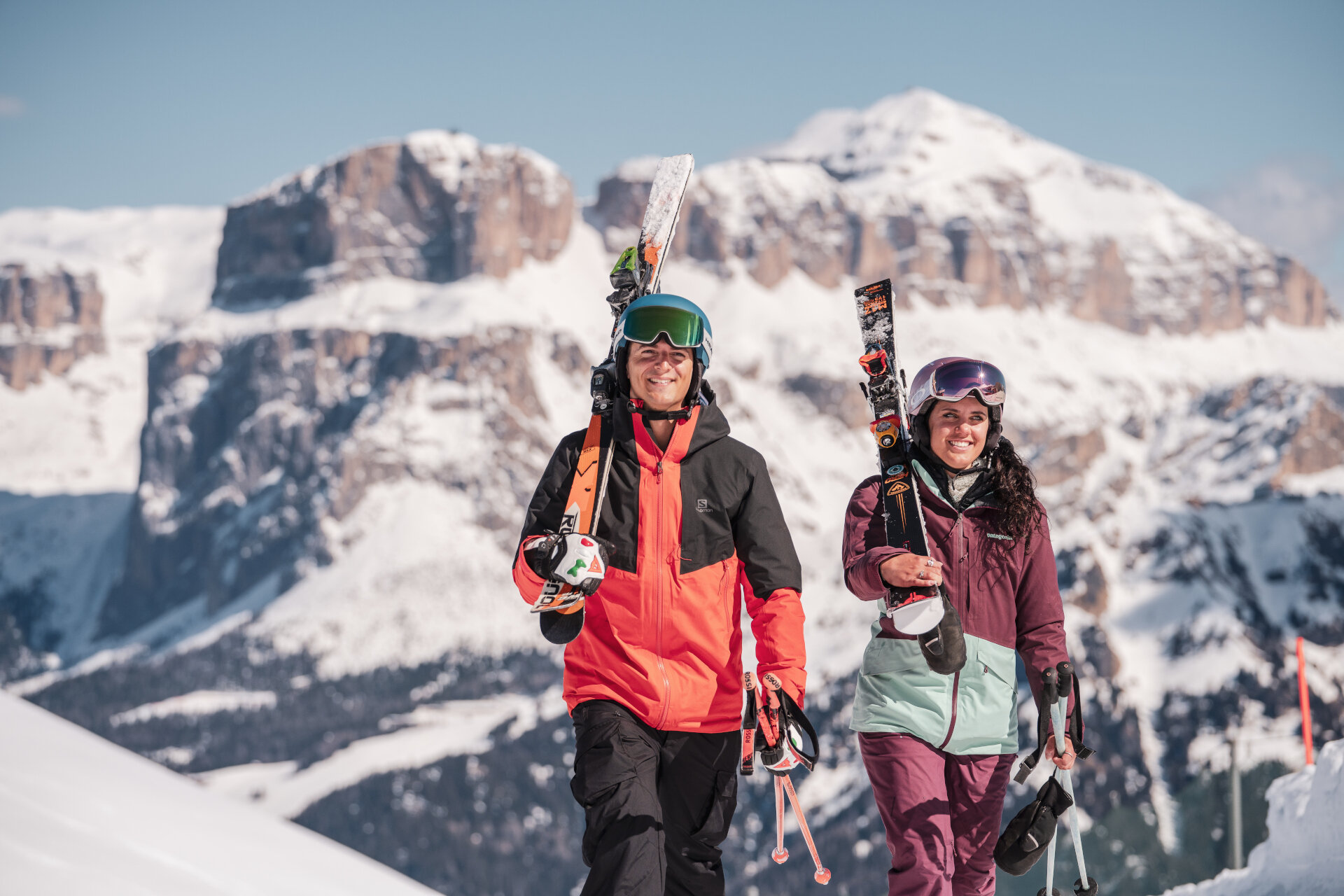 Coppia di sciatori alla skiarea Ciampac | © Mattia Rizzi - Archivio Immagini ApT Val di Fassa