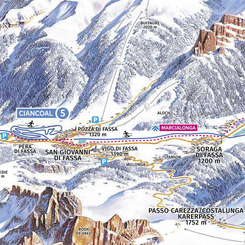 Cartina Sci Fondo Pozza Ciancoal Val Di Fassa