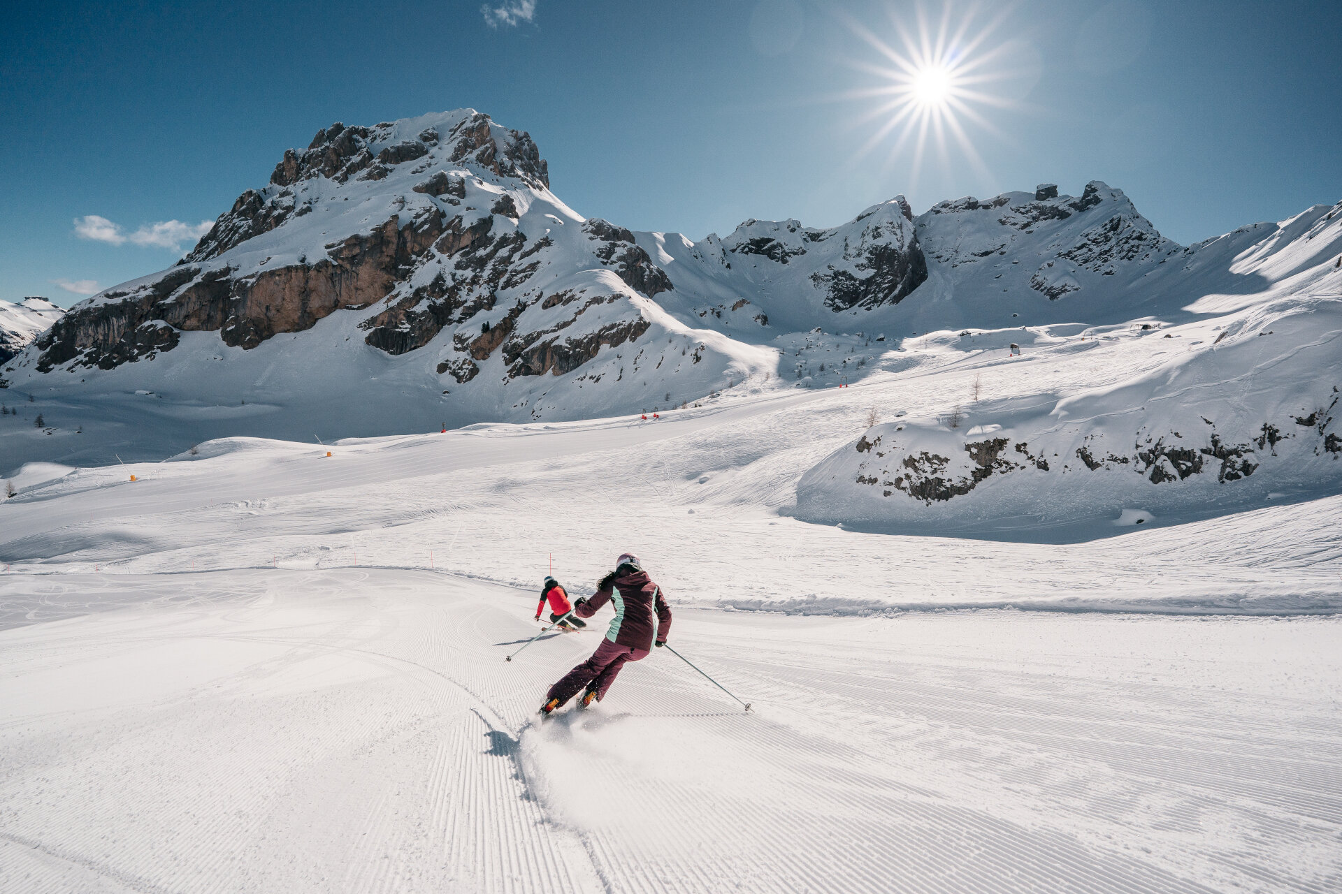 Coppia scia in Dolomiti di Fassa | © Mattia Rizzi - Archivio ApT Val di Fassa