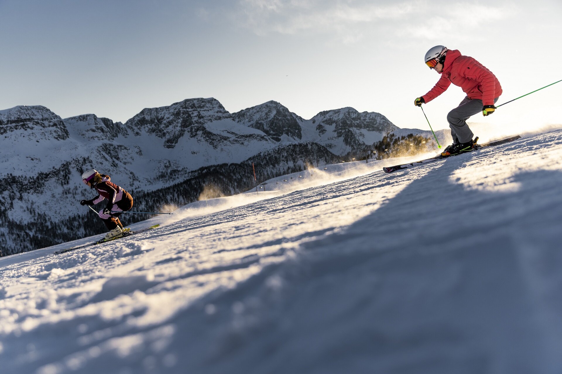 Sciatori sulla ski area San Pellegrino, sulle Dolomiti in Val di Fassa | © Federico Modica - Archivio Immagini ApT Val di Fassa