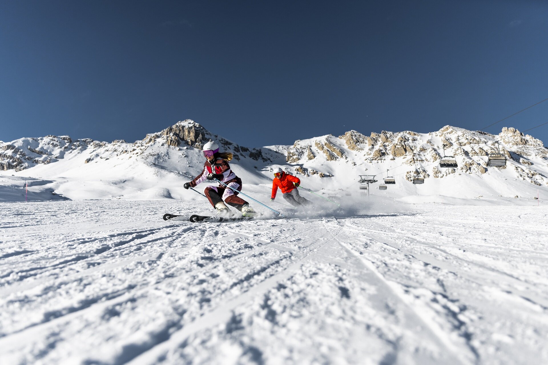 Sciatori sulle piste della ski area San Pellegrino | © Federico Modica - Archivio Immagini ApT Val di Fassa