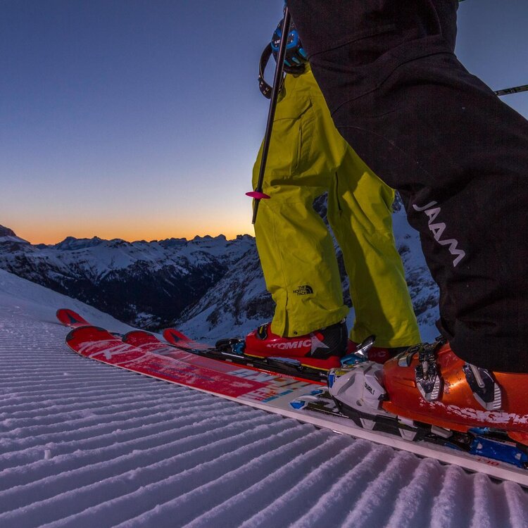 Trentino Ski Sunrise: Skiing At Dawn At Belvedere