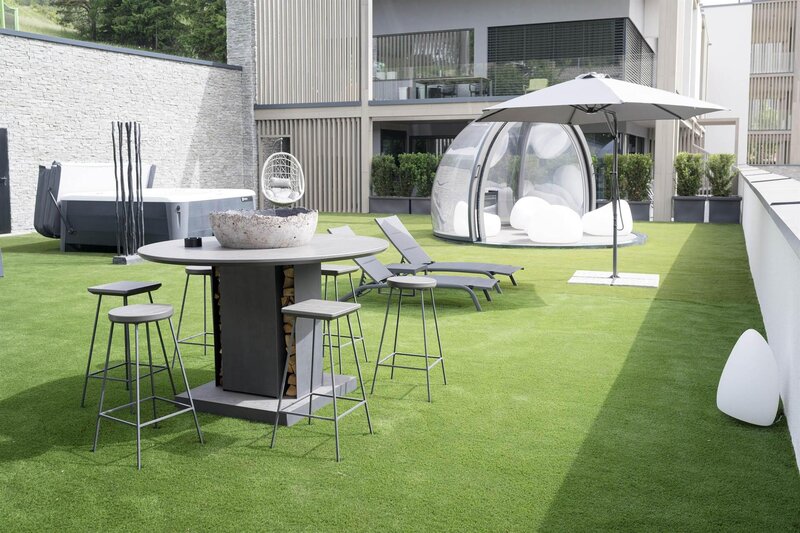 Giardino terrazza wellness con sauna ecc.