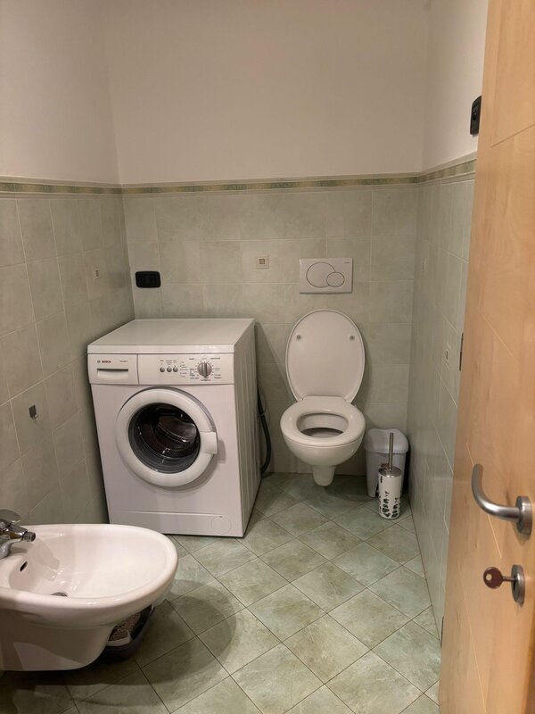 Bathroom next to the washing machine